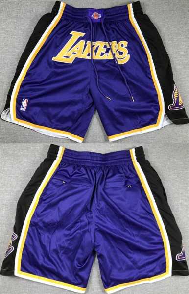 Men%27s Los Angeles Lakers Purple Black Shorts (Run Small)